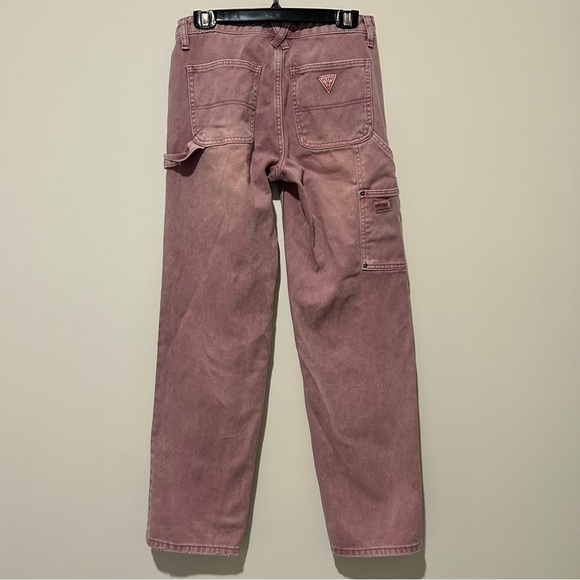 GUESS Originals Mid-Rise Women’s Overdye Slouchy Carpenter Pink Wash Jeans - Picture 16 of 16